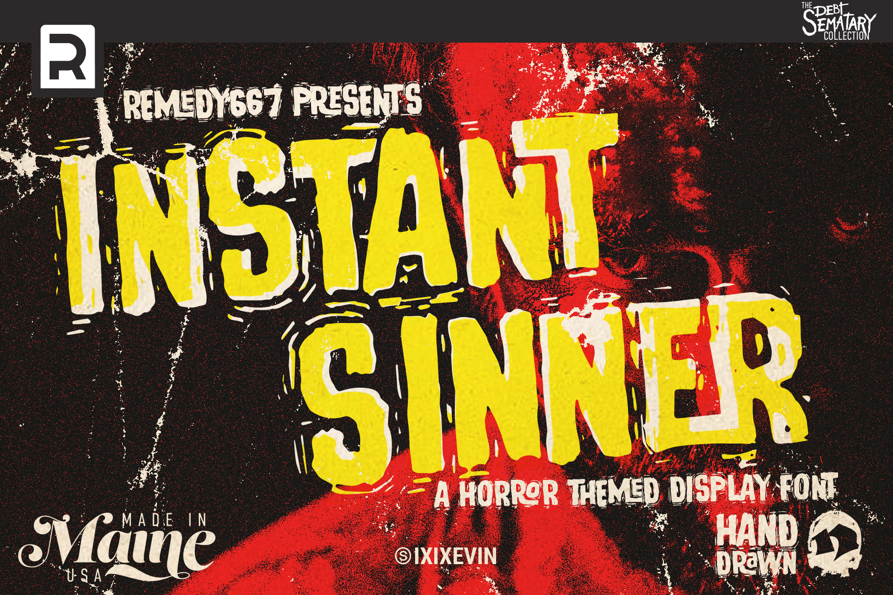 Instant Sinner, horror themed display font.